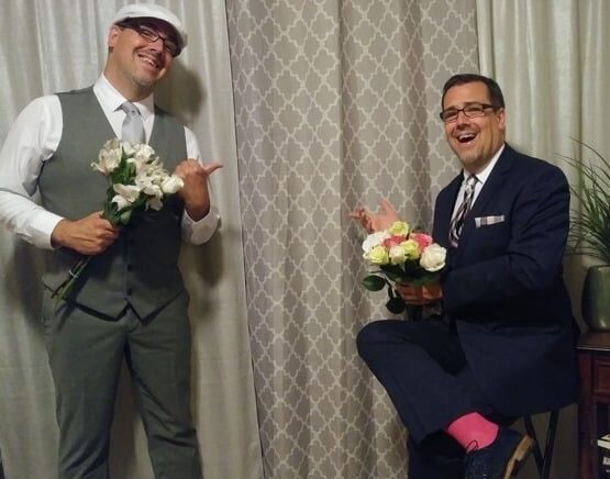 Andy Vargo cloned with another Andy giving himself flowers