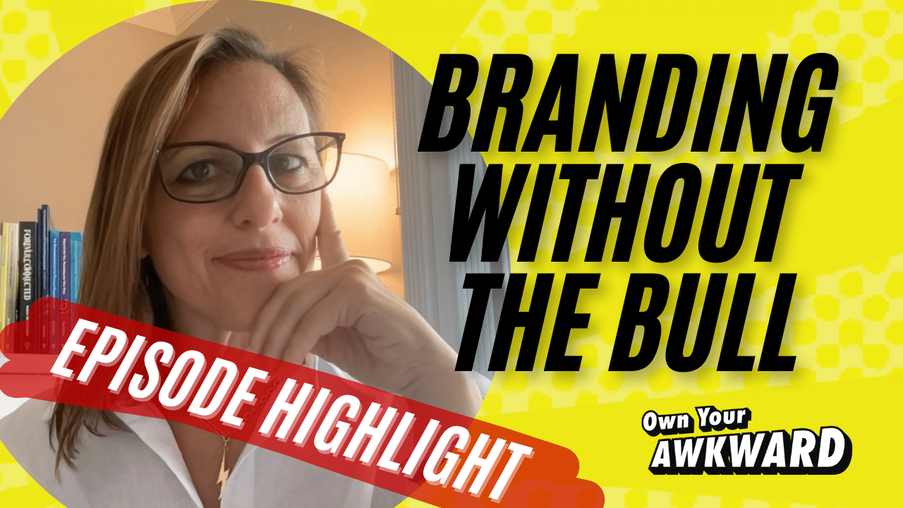 Headshot of podcast guest Angela DiMarcoe featured on the Own Your Awkward Podcast